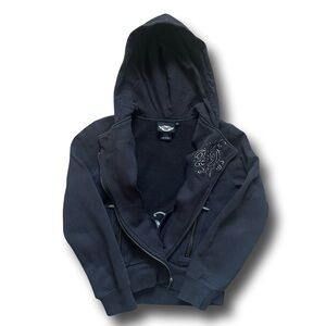 Harley-Davidson Women's Moto Zip Hoodie Black Rhinestone Script